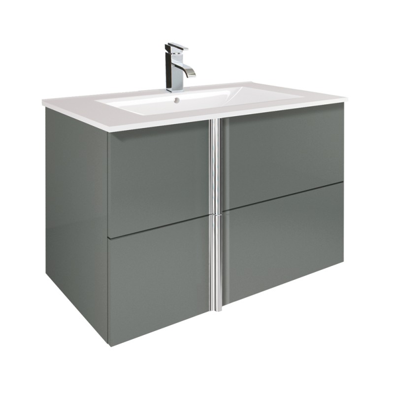 Avila Gloss Grey 80cm Wall Hung Vanity Unit